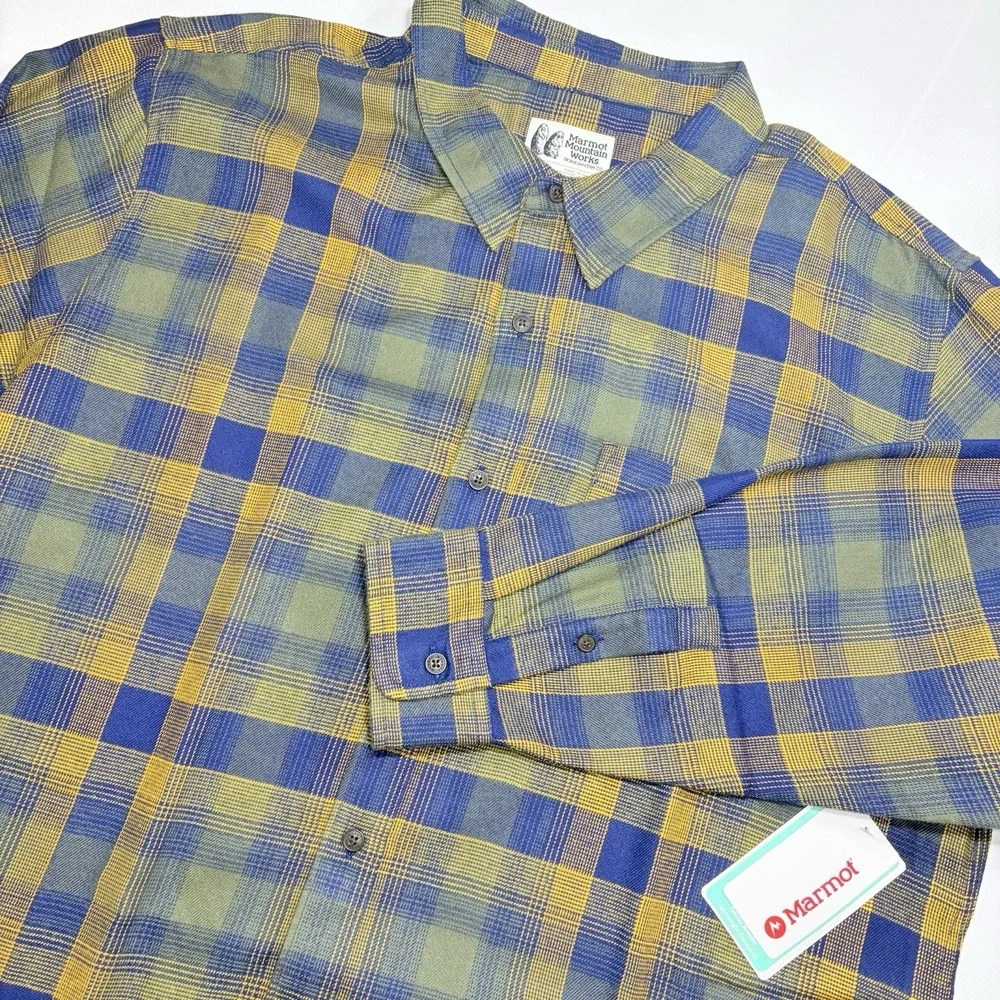 Marmot Mountain Works Fairfax Flannel Shirt‎ XXL 2TG Plaid Lightweight NWT